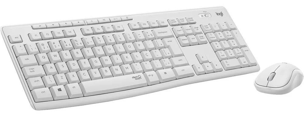 Retro White Wireless Keyboard and Mouse Combo